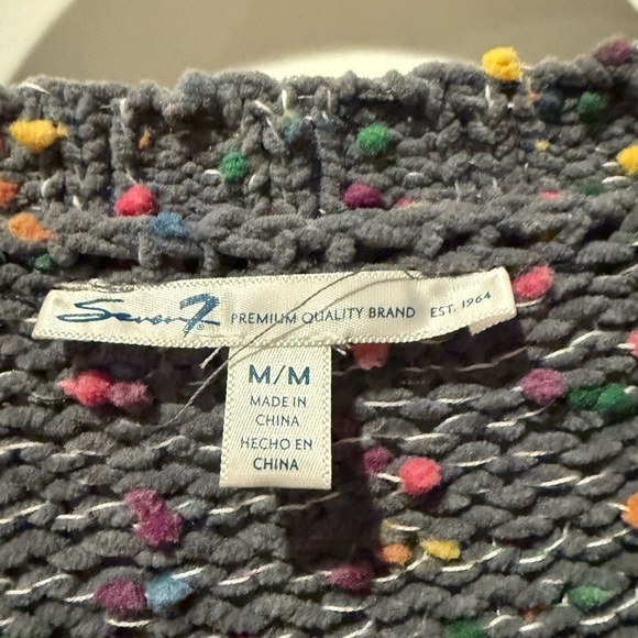 Seven7 Chunky Knit Colorful Popcorn Sweater Size M Gray Pullover Western - Picture 3 of 3